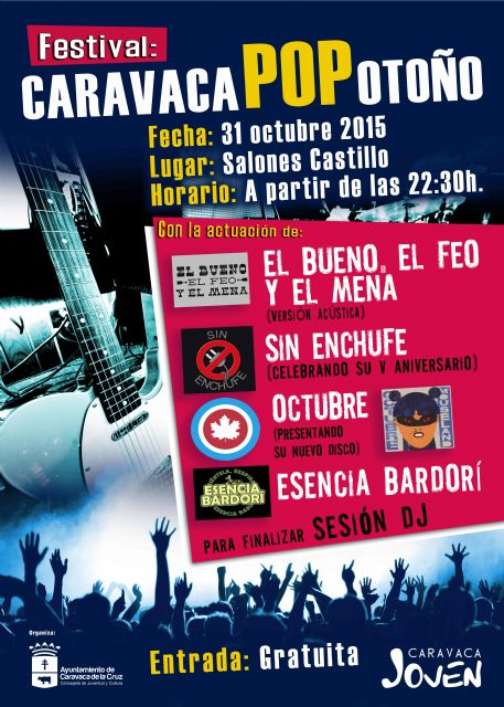 La primera edición del 'Caravaca Pop' se celebra el 31 de octubre con la participación de cuatro bandas