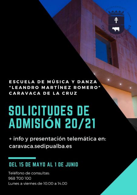 Abierto hasta el 1 de junio el plazo de admisión en las más de veinte modalidades de estudio de la Escuela Municipal de Música y Danza de Caravaca