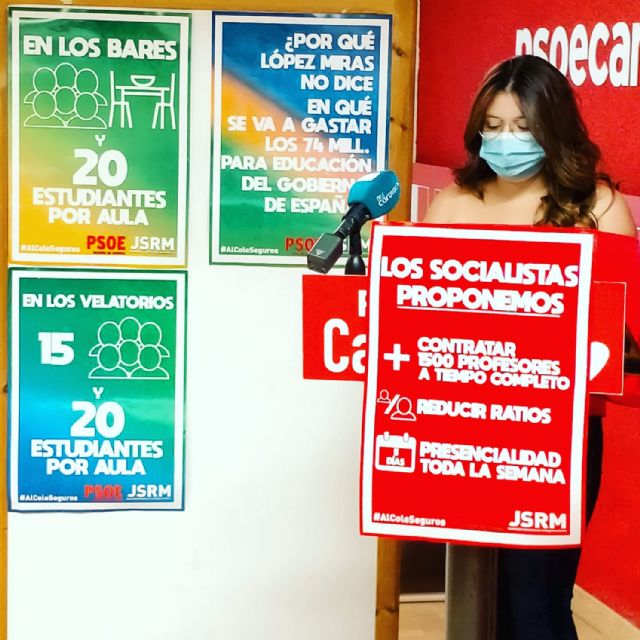 Juventudes Socialistas y el PSOE de Caravaca de la Cruz exigen la contratación de 1.500 profesores en la Región de Murcia para que haya una seguridad en las aulas frente al COVID-19